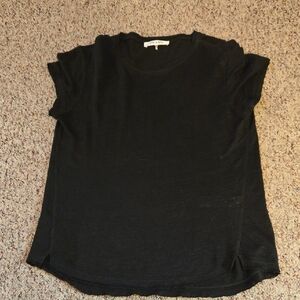 Frame Denim 100% Organic Linen Black Short Sleeve Tee